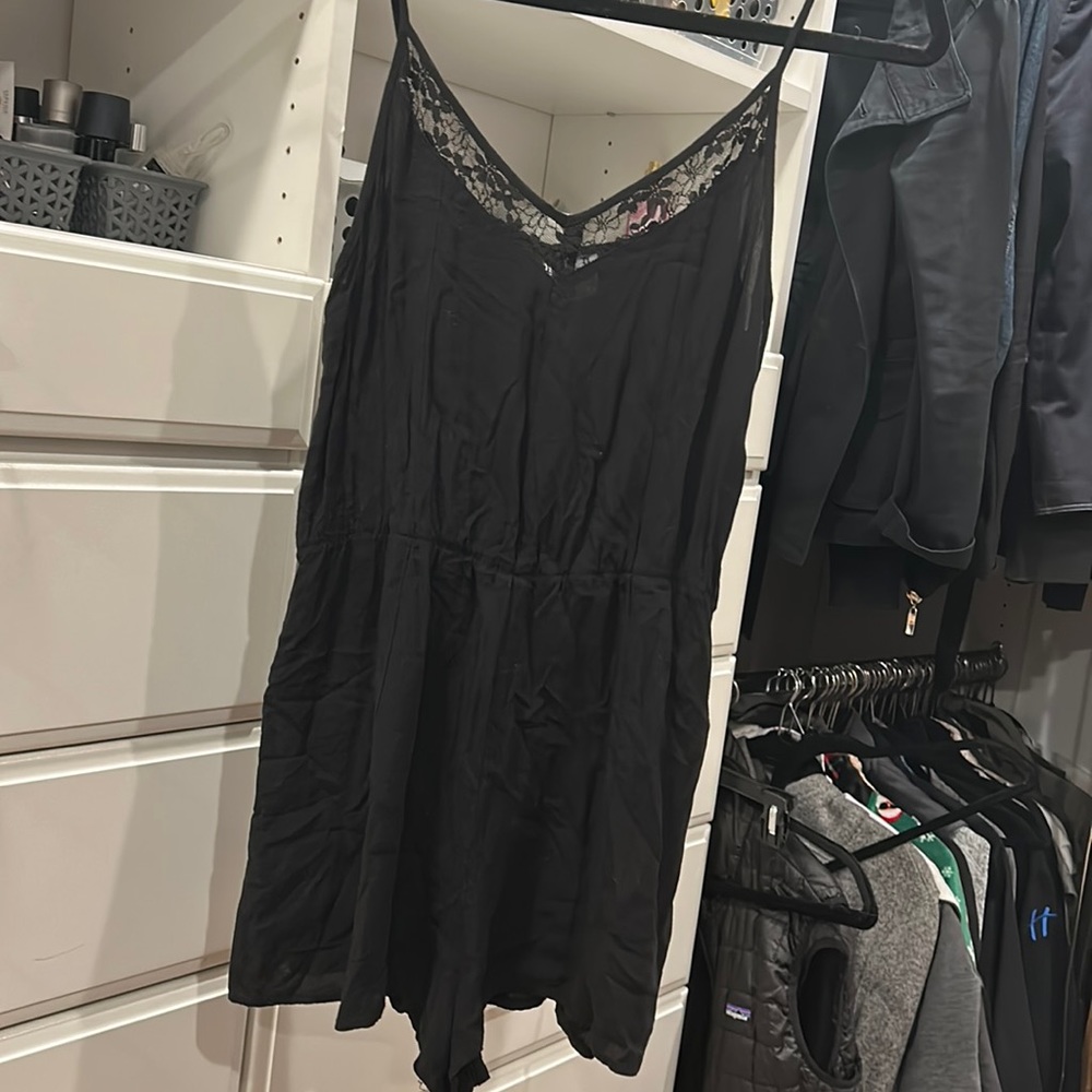 Black Lace trimmed romper